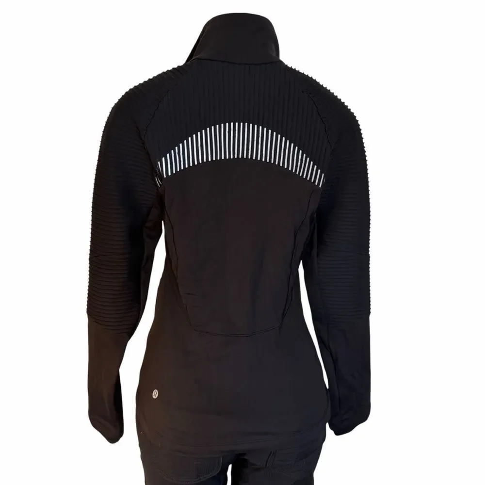 Lululemon Chill Going Strong Reflective full zip black Jacket Size 8